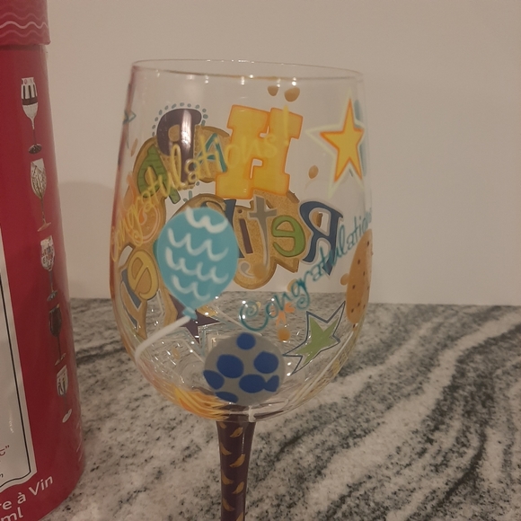 nwt LOLITA Happy Retirement Painted Wine Glass Gift - Picture 7 of 12